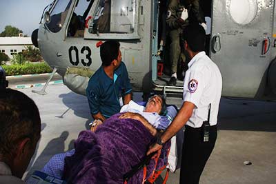 انتقال بیمار قلبی از طریق بال گرد اورژانس هوایی به بندرعباس