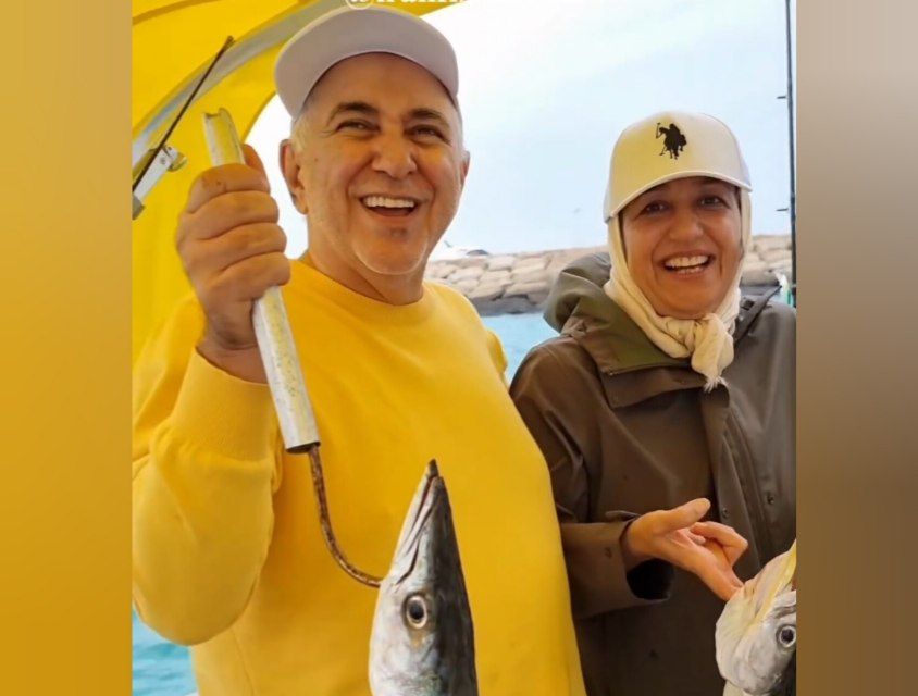 فیلم | ماهیگیری ظریف و همسرش در آب‌های کیش